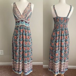 BOGO Ladies Boho Maxi Floral Dress adjustable straps XS